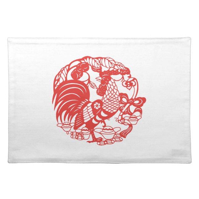 Chinese Papercut Rooster Year 2017 Placemat (Front)