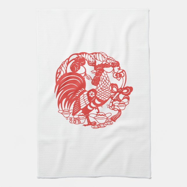 Chinese Papercut Rooster Year 2017 Towel7 Towel (Vertical)