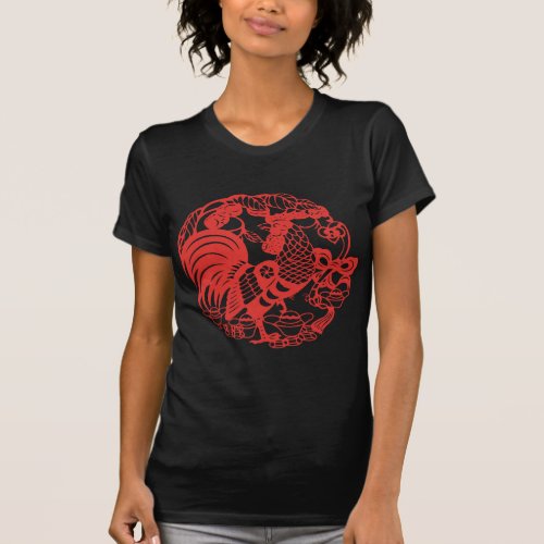 Chinese Papercut Rooster Year 2017 Woman B tee