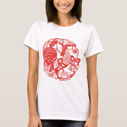 Chinese Papercut Rooster Year 2017 Woman W Tee