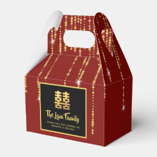 Chinese Party Personalized  中式婚礼礼盒喜欢个性化的红金现代优雅 Favor Boxes