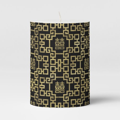 Chinese Pattern Double Happiness Symbol Pillar Candle