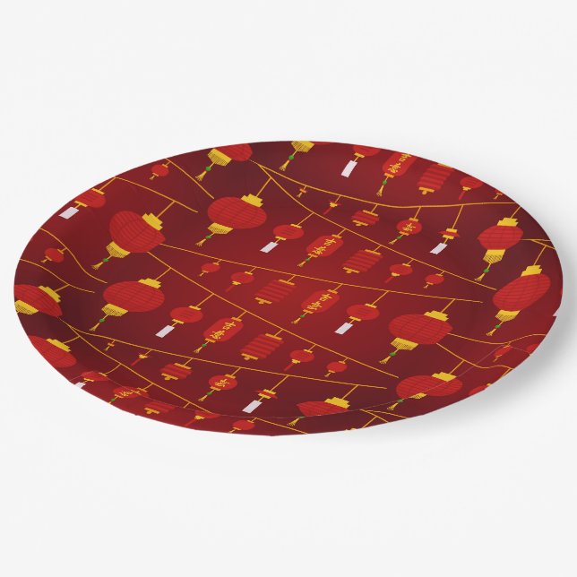 Chinese pattern paper plates (Angled)