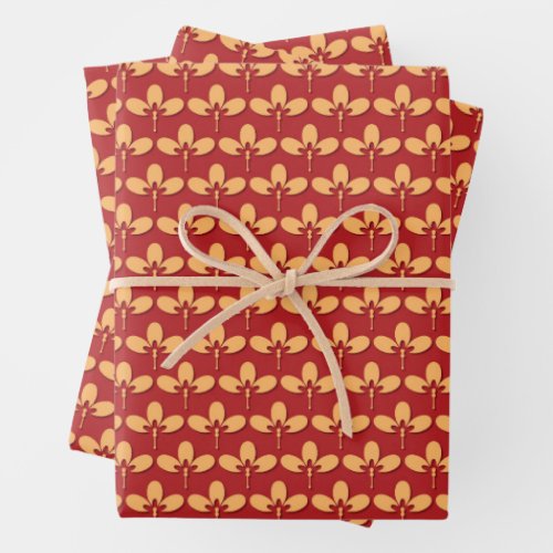 Chinese Pattern Red and Gold  Wrapping Paper Sheets