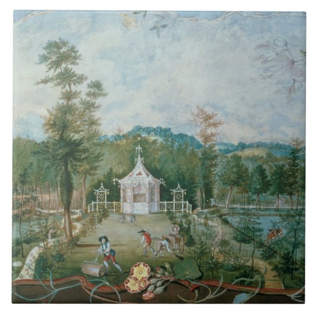 Chinese Pavilion in an English Garden, 18th centur Ceramic Tile (Front)