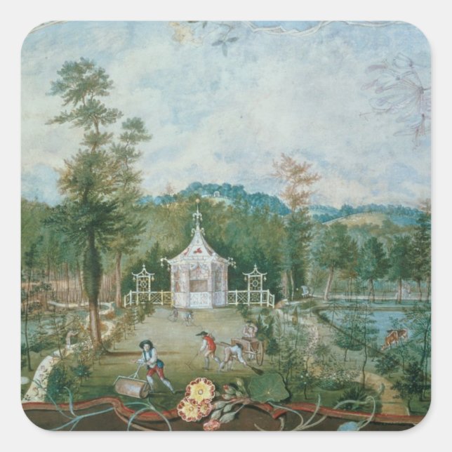Chinese Pavilion in an English Garden, 18th centur Square Sticker (Front)