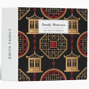 Chinese Pavilion Lattice Pattern 3 Ring Binder