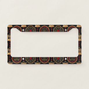 Chinese Pavilion Lattice Pattern License Plate Frame
