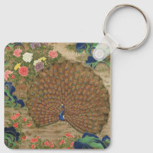 Chinese peacock and flowers (17th century) vintage