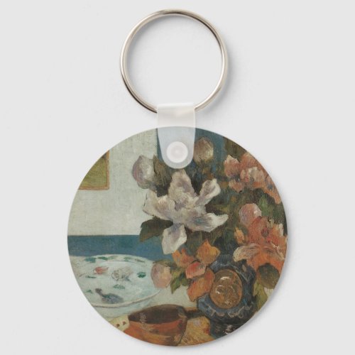 Chinese Peonies and Mandolin by Paul Gauguin Keychain