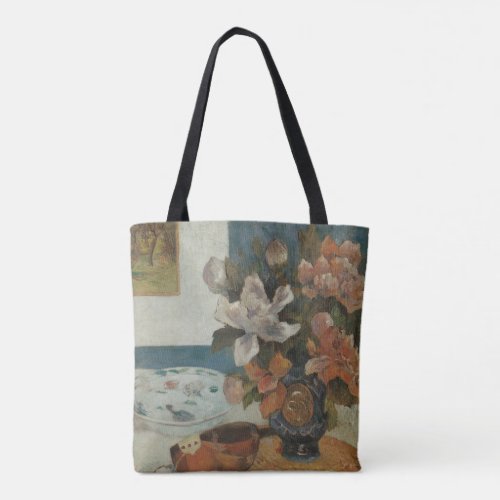 Chinese Peonies and Mandolin by Paul Gauguin All-Over Print Tote Bag