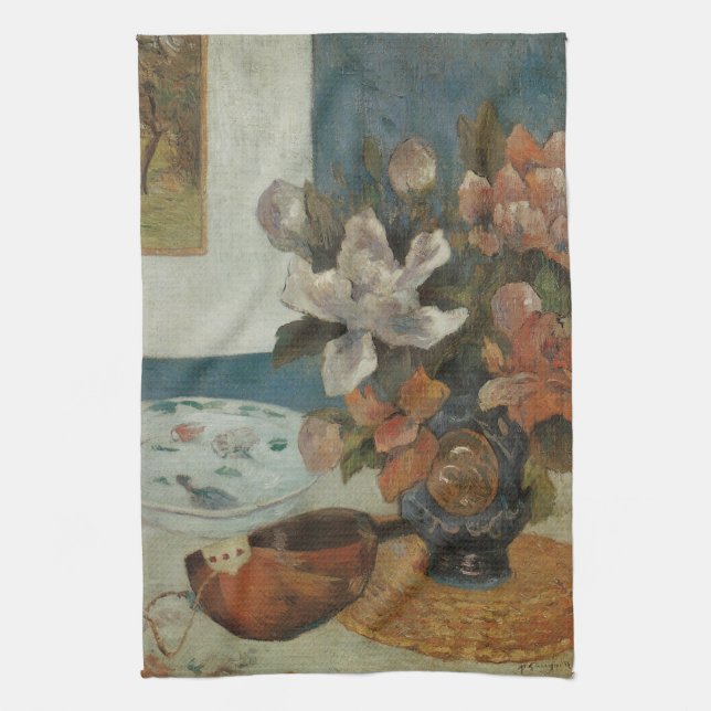 Chinese Peonies and Mandolin by Paul Gauguin Towel (Vertical)