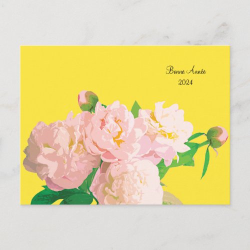 chinese peony  pivoine de chine postcard