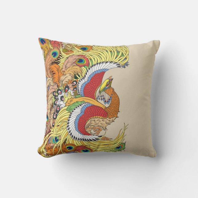 chinese phoenix feng huang throw pillow (Front)