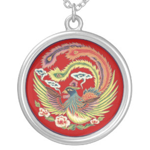 Chinese Phoenix Necklace with Red Background