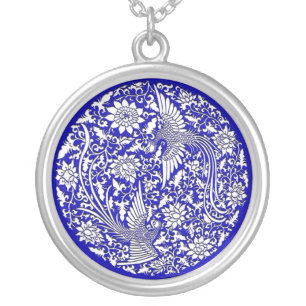 Chinese phoenix silver plated necklace