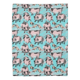 Chinese Pig Year 2019 Original drawing Blue DuvetC Duvet Cover