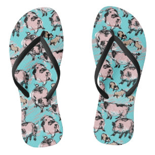 Chinese Pig Year 2019 Original drawing Blue F-Flop Flip Flops