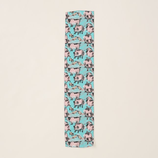 Chinese Pig Year 2019 Original drawing Blue Scarf (Front)