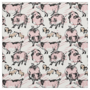 Chinese Pig Year 2019 Original drawing Choos Color Fabric