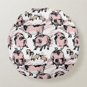 Chinese Pig Year 2019 Original drawing Round P Pillow