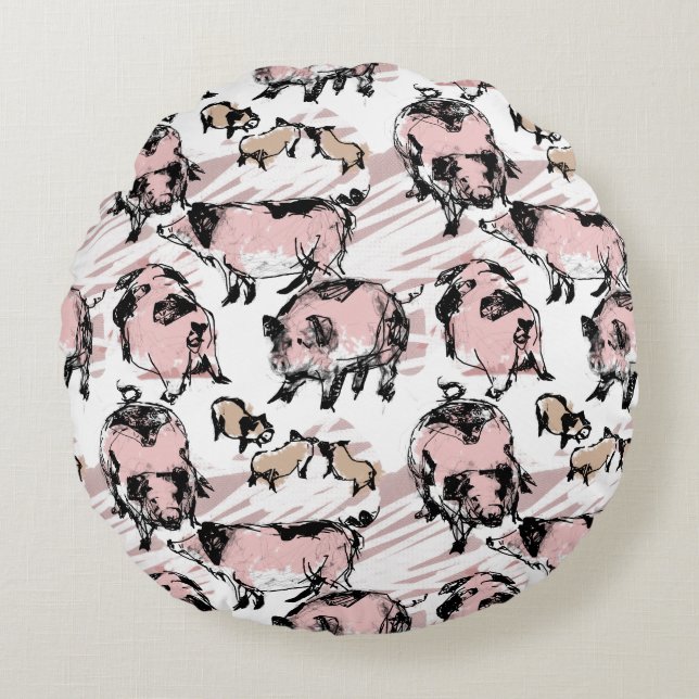 Chinese Pig Year 2019 Original drawing Round P Pillow (Front)