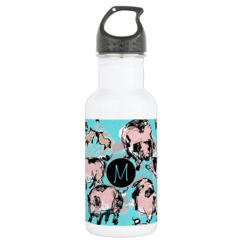 Chinese Pig Year 2019 Original Monogram Blue Water Stainless Steel Water Bottle