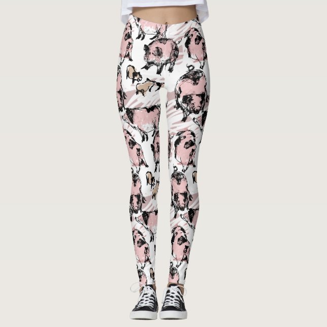 Chinese Pig Year Original drawing pattern Leggings (Front)