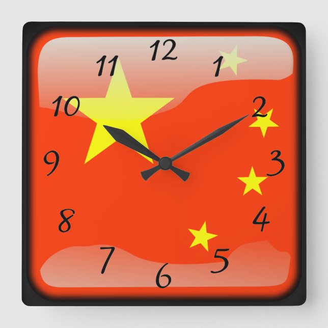 Chinese polished square wall clock (Front)