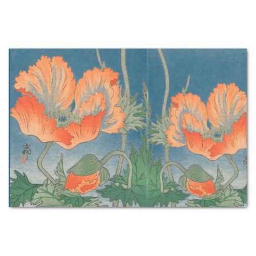 CHINESE POPPIES IN BLUE Tissue Paper