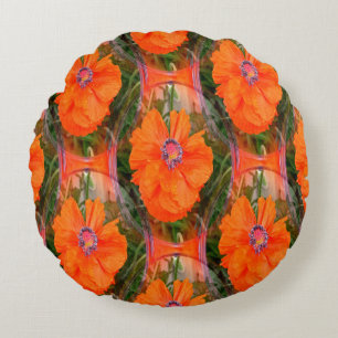 Chinese poppy field... round pillow