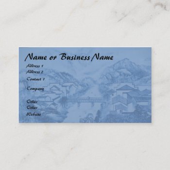 Chinese Porcelain Blue Crane Business Card by FalconsEye at Zazzle