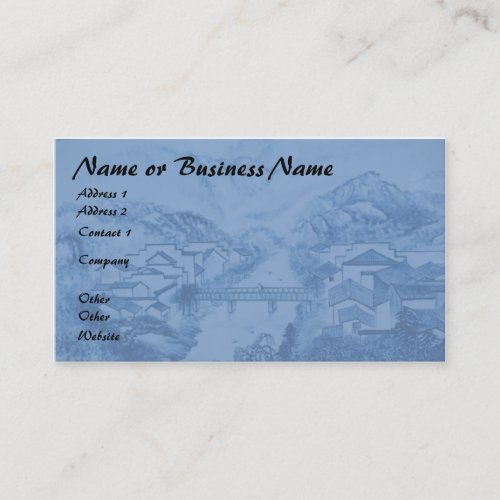 Chinese Porcelain Blue Crane Business Card