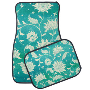 Chinese Porcelain Floral Watercolor Car Floor Mat
