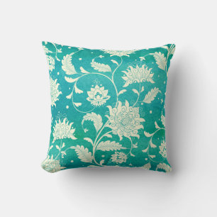 Chinese Porcelain Floral Watercolor Throw Pillow