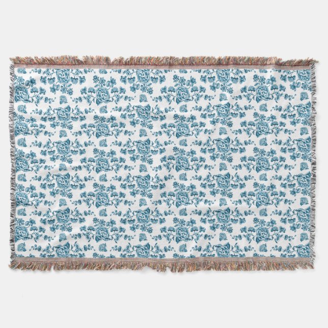 Chinese Porcelain Flowers | Throw Blanket (Front)