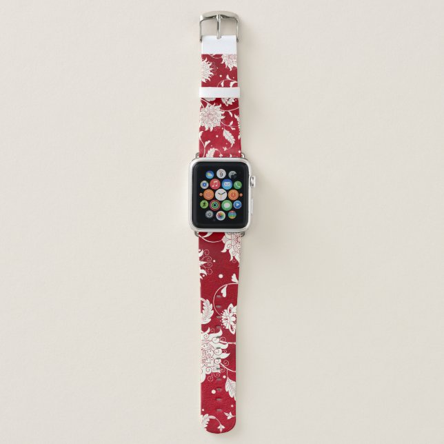 Chinese porcelain imitation: floral painting apple watch band (Front)