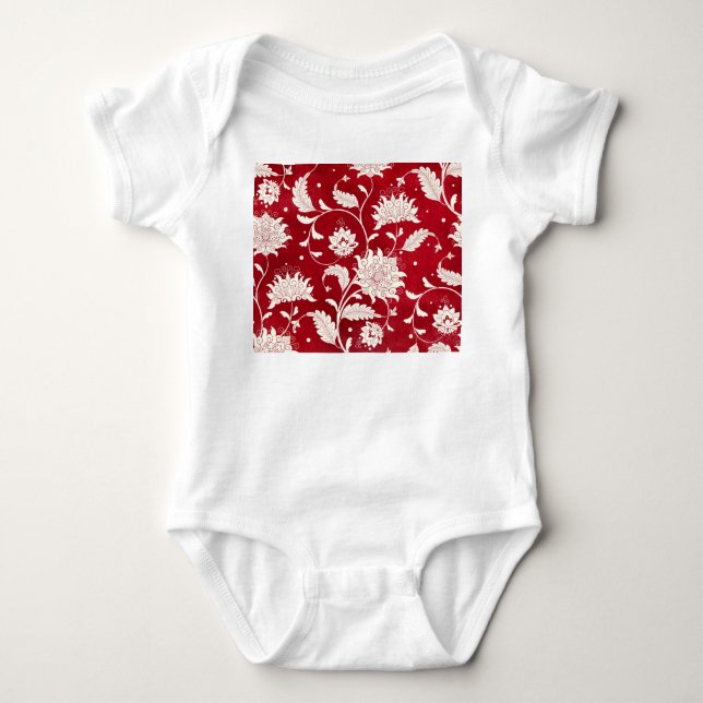 Chinese porcelain imitation: floral painting baby bodysuit (Front)