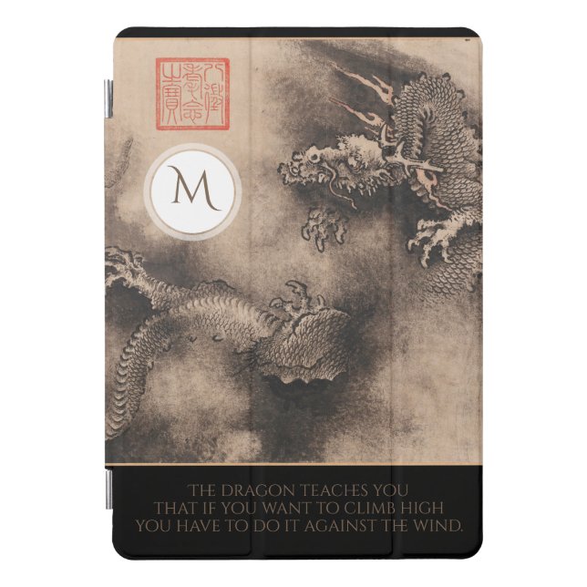 Chinese Proverb Dragon Year Zodiac Monogram iPad iPad Pro Cover (Front)