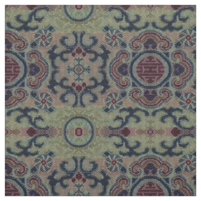 Chinese Qing Dynasty Flower Brocade Pattern Fabric (Swatch)