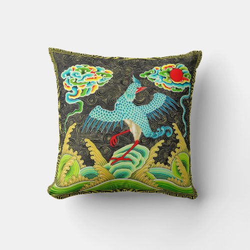 Chinese Rank Badge Paradise Flycatcher Throw Pillow