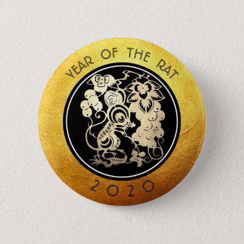 Chinese Rat New Year 2020 Paper_cut 3 RB Button