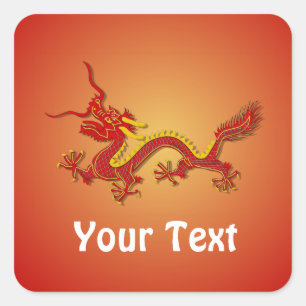 Chinese Red And Gold Dragon Stickers