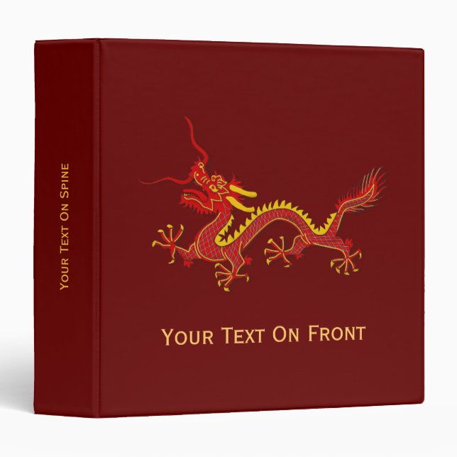 Chinese Red And Gold Year Of The Dragon Binder (Front/Spine)