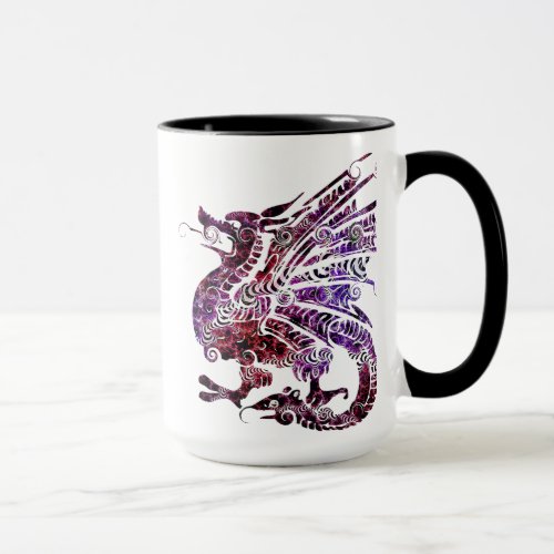 Chinese Red and Purple Dragon Art Coffee Mug