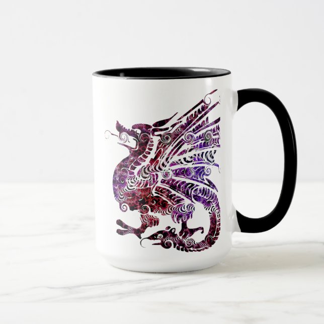 Chinese Red and Purple Dragon Art Coffee Mug (Right)