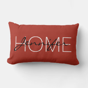 Chinese red color home monogram lumbar pillow
