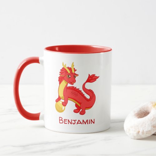 Chinese Red Dragon Custom Name Mug