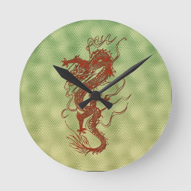 Chinese Red Dragon Fantasy Art Designer Gift Clock (Front)