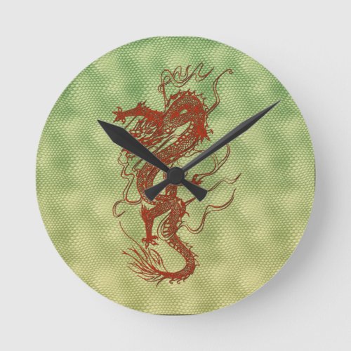 Chinese Red Dragon Fantasy Art Designer Gift Clock